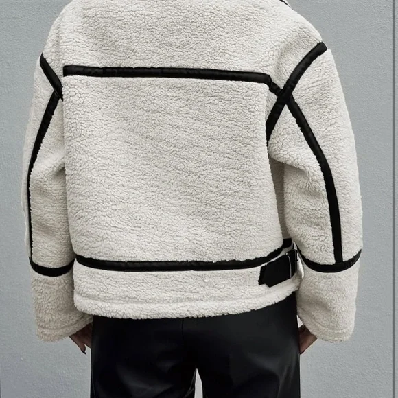 NWOT Faux Fur Sherpa Moto Jacket - Picture 5 of 7